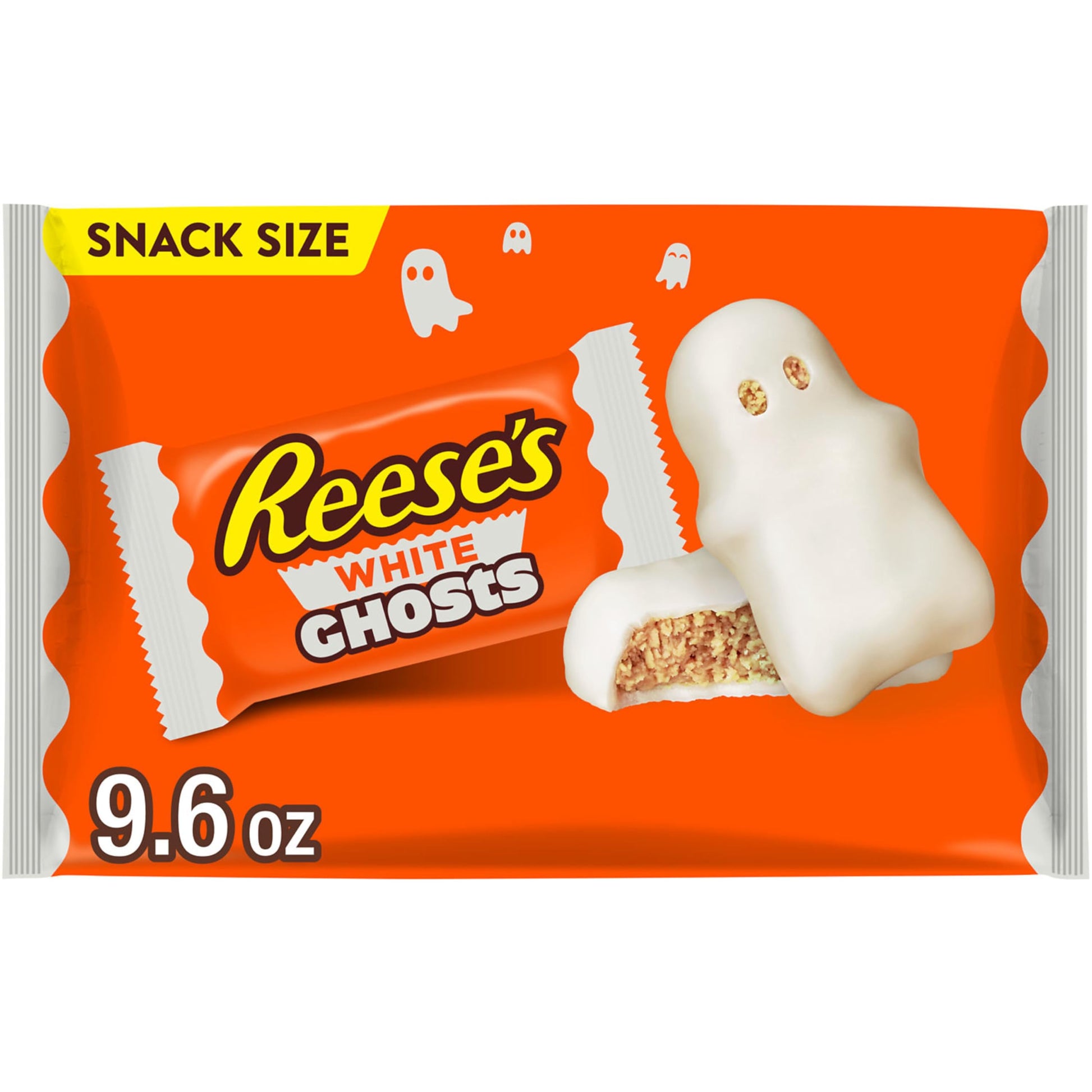 REESES White Creme Peanut Butter Snack Size White Ghosts, Halloween Candy Bag, 9.6 oz
