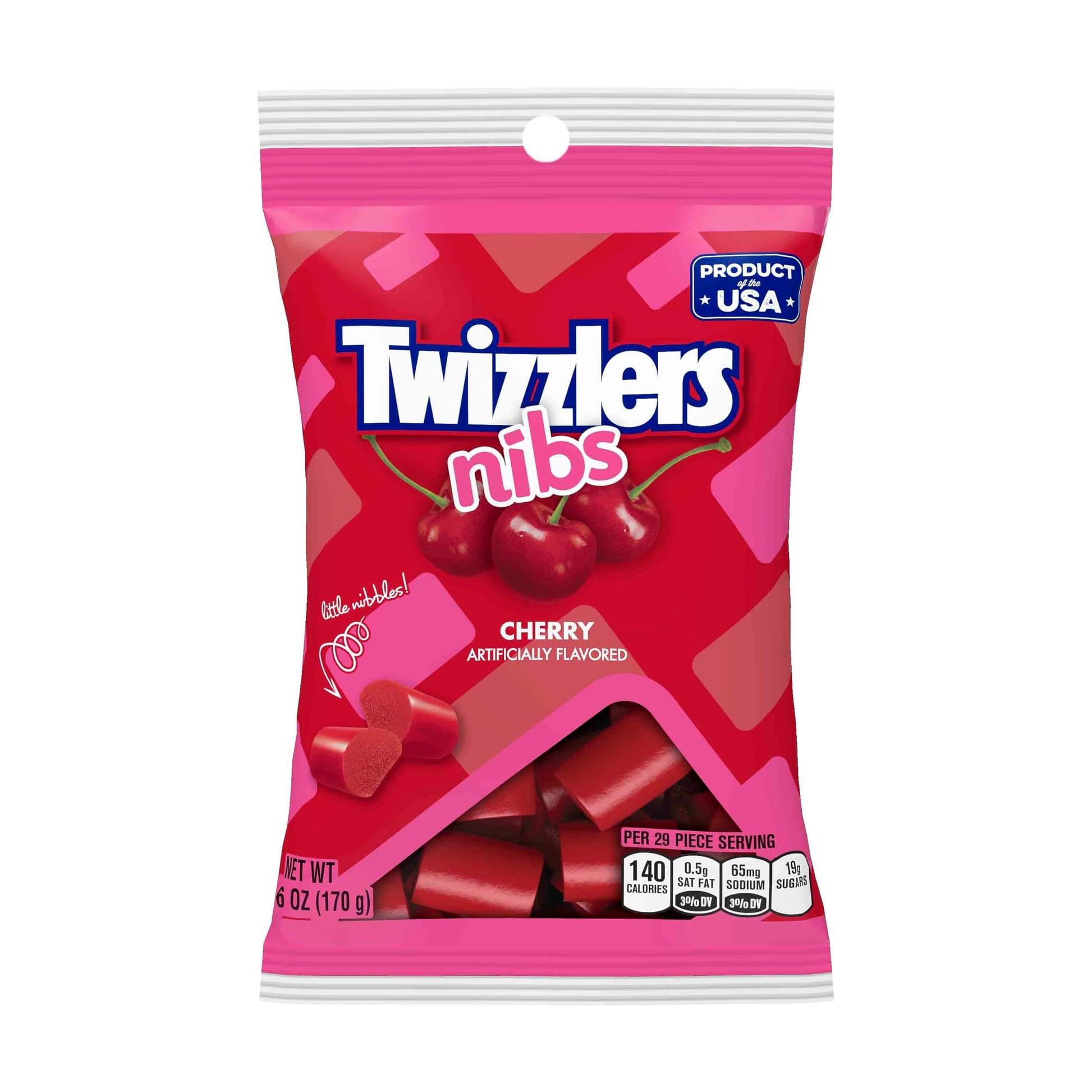 Twizzlers Nibs Cherry Candy, 6 oz Bags, Pack of 12, Random Color