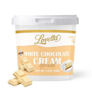 Lovetta White Chocolate Cream Bulk 11Lb (5Kg) Tub - Smooth Gourmet White Chocolate Dessert Spread  Rich Creamy Filling For Pastries  Cakes  Crepes & Bakeries - Ready To Use