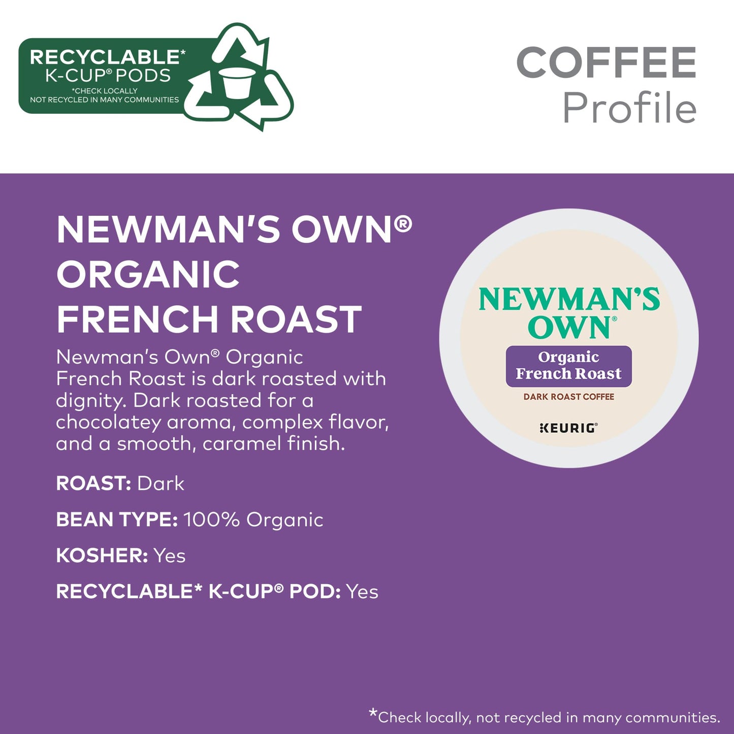 Newman s Own Organics French Roast Keurig Single-Serve K-Cup Pods, Dark Roast Coffee, 72 Count