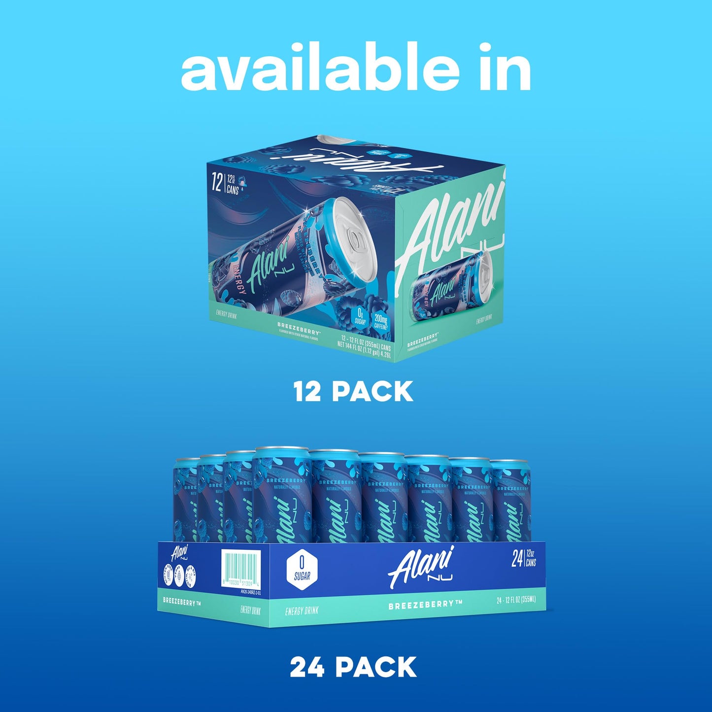 Alani Nu BREEZEBERRY Sugar Free  Low Calorie Energy Drinks | 200mg Caffeine | Pre Workout Performance with Antioxidants | Biotin B Vitamins | Zero Sugar | 10 Calories | 12 Fl Oz Cans (12 Pack)
