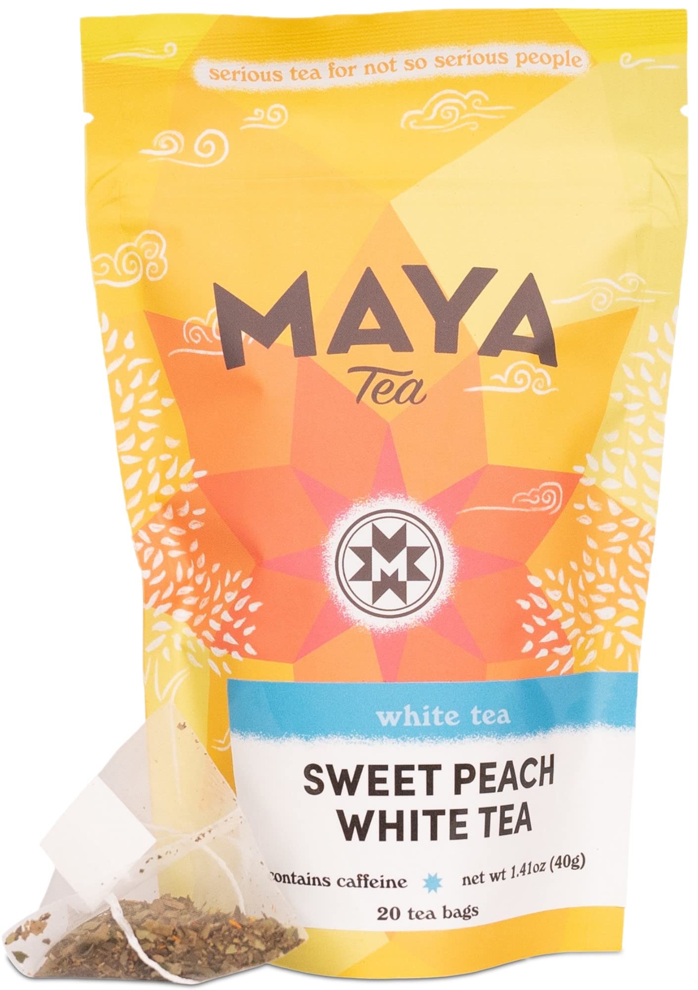 Maya Tea Sweet Peach White Tea Sachets  Contains Energy Blend  All Natural  Pack Of 20