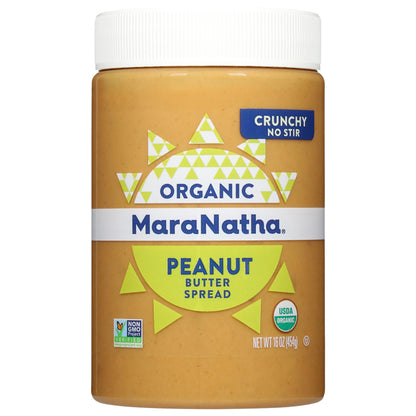 MaraNatha Organic Crunchy Peanut Butter Spread, No Stir, 16 Ounce Jar