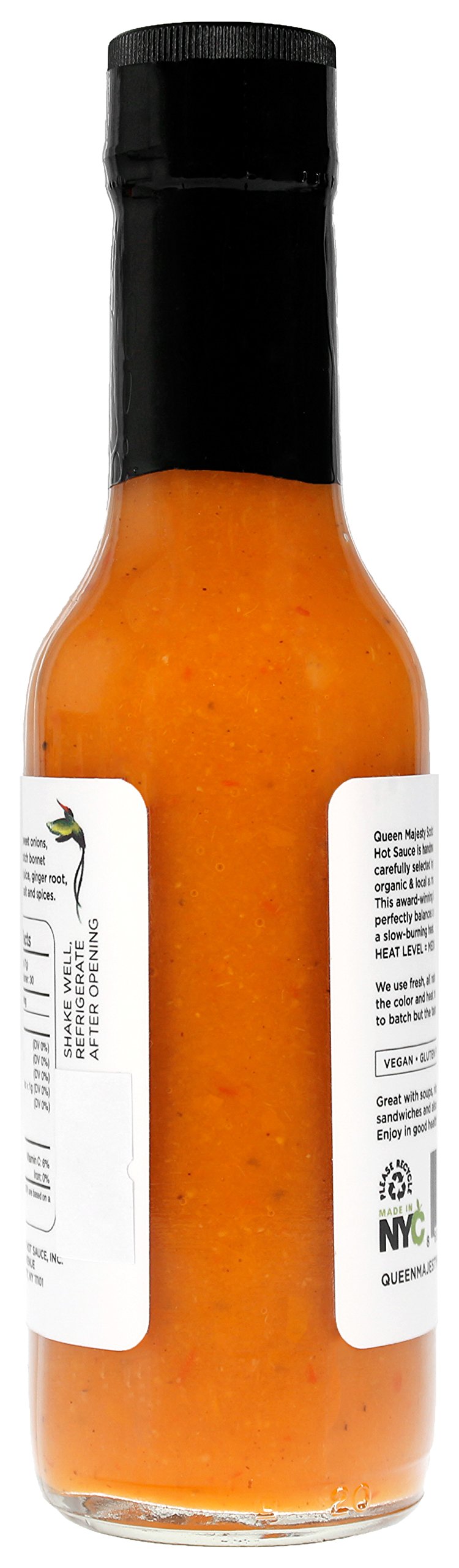 Queen Majesty Scotch Bonnet & Ginger Hot Sauce, 5 Oz - All Natural Scotch Bonnet, Habanero, & Ginger Condiment - Vegan, Kosher,
