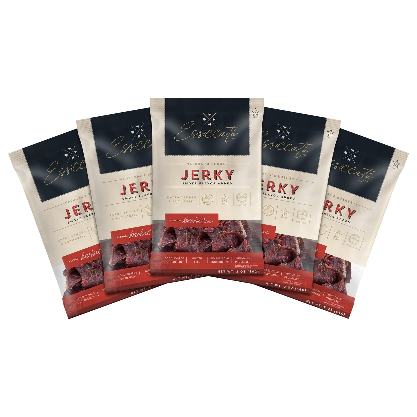 Premium Aufschnitt Beef Jerky - Extra Tender, Low Sodium, Grass Fed - 5 Pack, BBQ Flavor