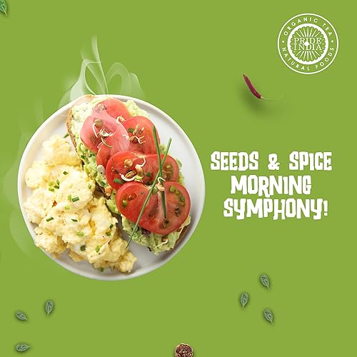 Pride of India Breakfast Seasoning 2.3 oz (65 gm) w/ Convenient Dual Sifter Cap Sweet Spicy Taste | Blend of Chia Sesame Flax Se