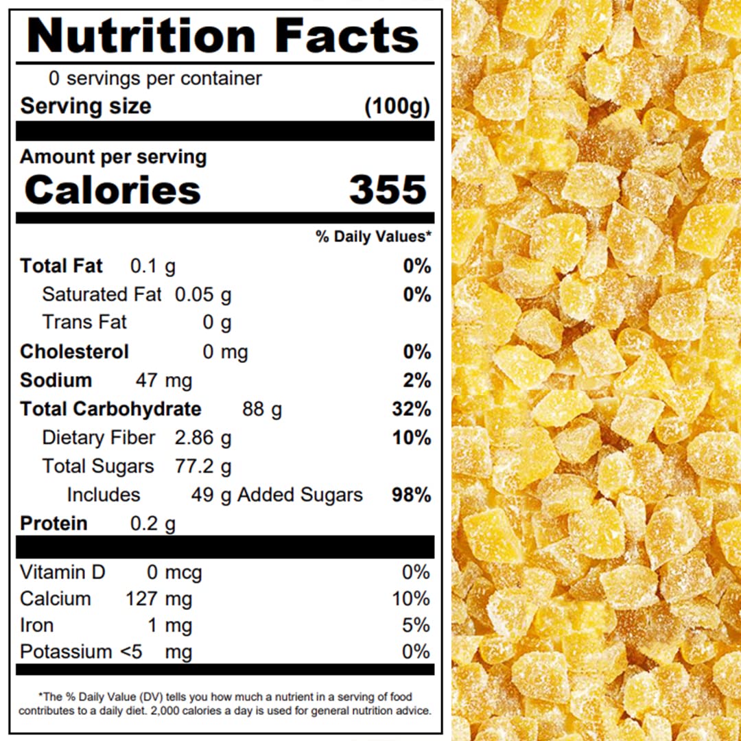 Presto Sales Crystallized Ginger Pieces 16 oz | Unsulphured Dried Candied Ginger 3-5 mm Pieces | All Natural, Non-GMO | Resealab