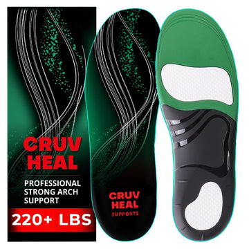 (Pro Grade) 220+ Lbs Plantar Fasciitis High Arch Support Insoles Men Women - Orthotic Shoe Inserts For Arch Pain Relief - Boot W