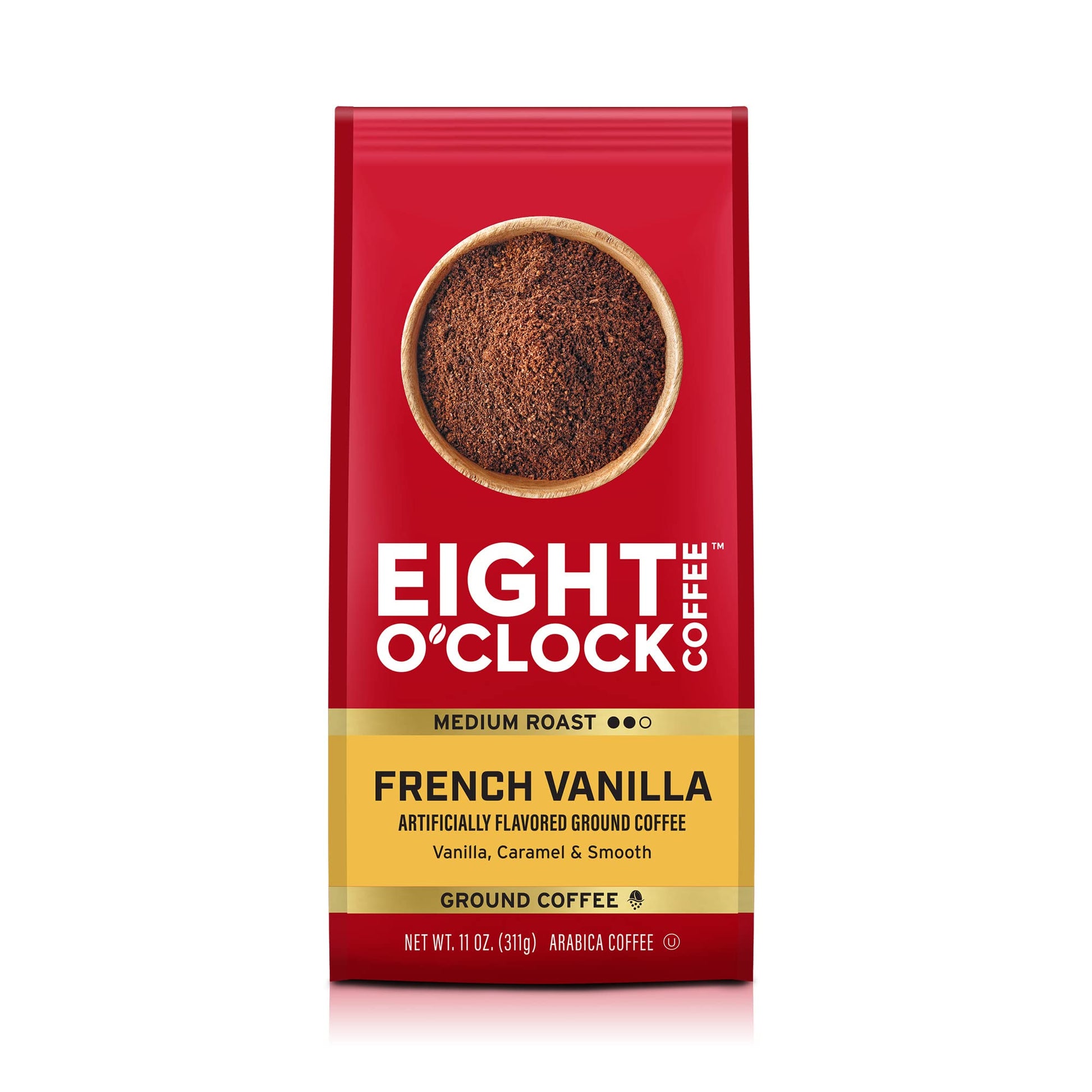 Eight O'Clock Coffee French Vanilla, 11 Ounce (Pack Of 6) Medium Roast Flavored Ground Coffee, 100% Arabica, Kosher Certified