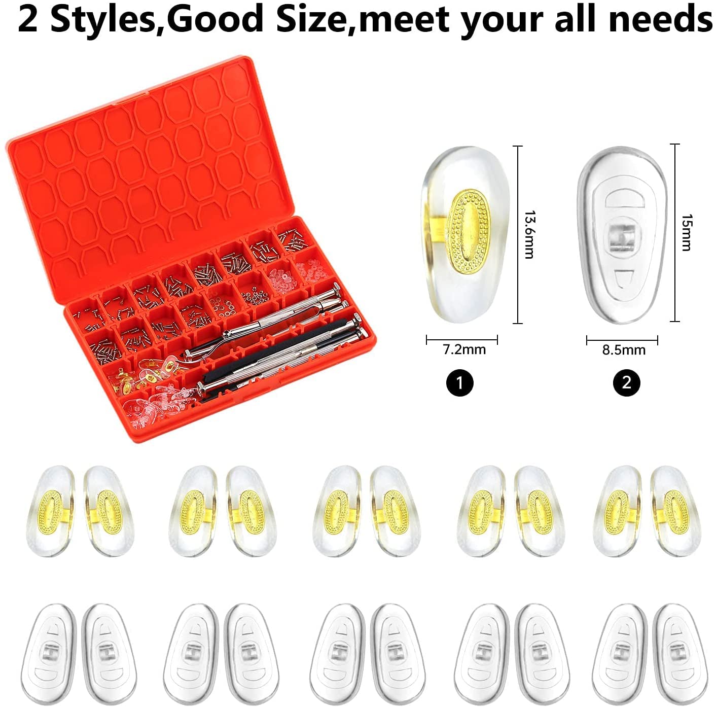 Magnetic Eye Glass Repairing Kit, Sunglasses Eyeglass Repair Kit With Eyeglass Screws,Include 10 Pairs Of Screw-In Nose Pads, Sc