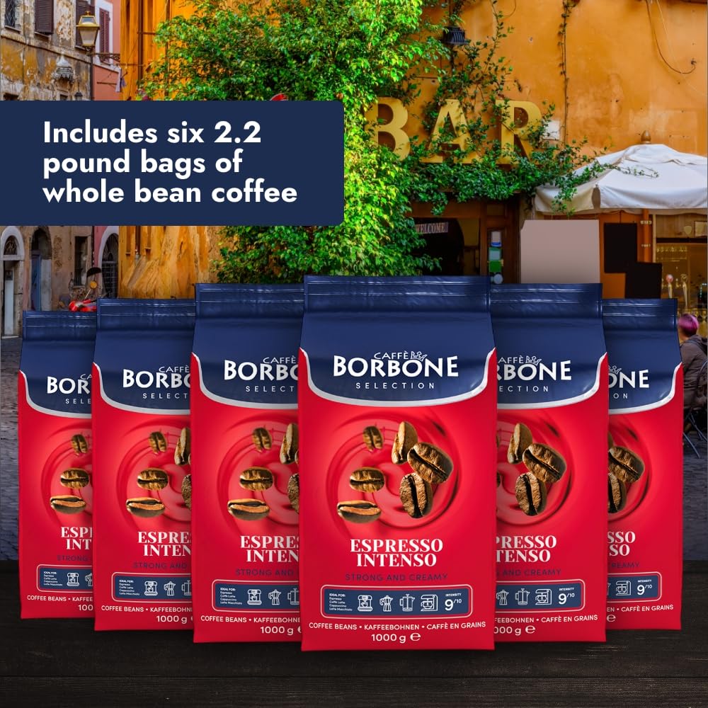 Caffe Borbone Whole Bean Coffee, Espresso Intenso, Medium Roast, Full-Bodied And Strong, Premium Robusta Coffee Beans, Roasted A