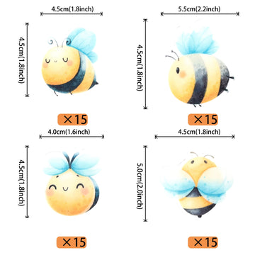 60 Pcs Edible Bumble Bee Cupcake Toppers Waper Paper Honey Bee Party Decorations Edible Oh Babee Cupcake Picks For Bee Theme Bab