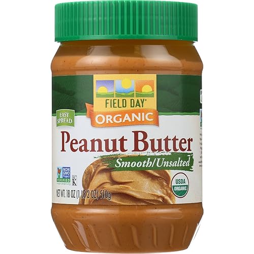 Field Day Organic Easy Spread Peanut Butter, Smooth, No Salt (12X18Oz)