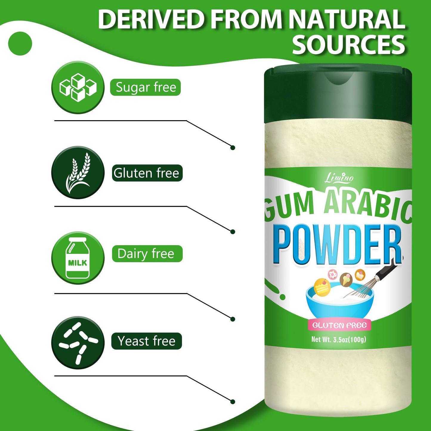 Gum Arabic Powder, 3.5Oz 100% Pure Gum Arabic Powder, Food Grade Acacia Gum Powder For Watercolor Paint Binder, Baking, Cosmetic