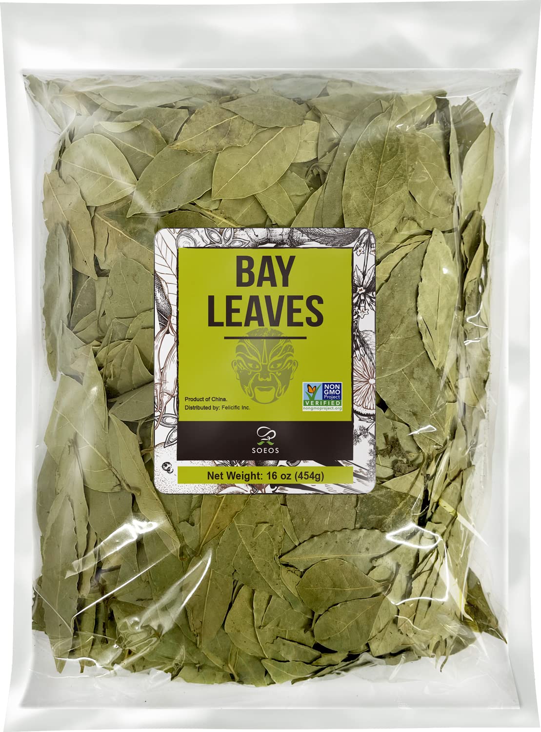 Soeos Bay Leaves Dried Herbs, Whole Bay Leaves, 1 lb (454g) Bulk Packaging
