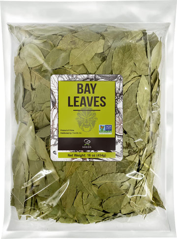 Soeos Bay Leaves Dried Herbs, Whole Bay Leaves, 1 lb (454g) Bulk Packaging