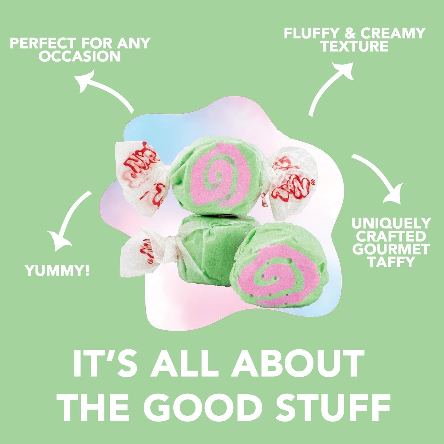 Taffy Town Saltwater Taffy - Cherry Limeade | Gourmet | Nougat-Style Candy | Soft & Delicious | Summer Snack Treats | Party Good