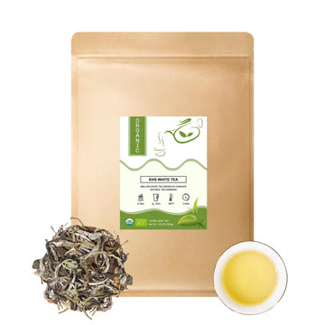 KHS Premium Organic White Tea, 3.53 Oz USDA Certified Grade A White Tea, Aged White Leaves with Fresh And Sweet Flavor, White te