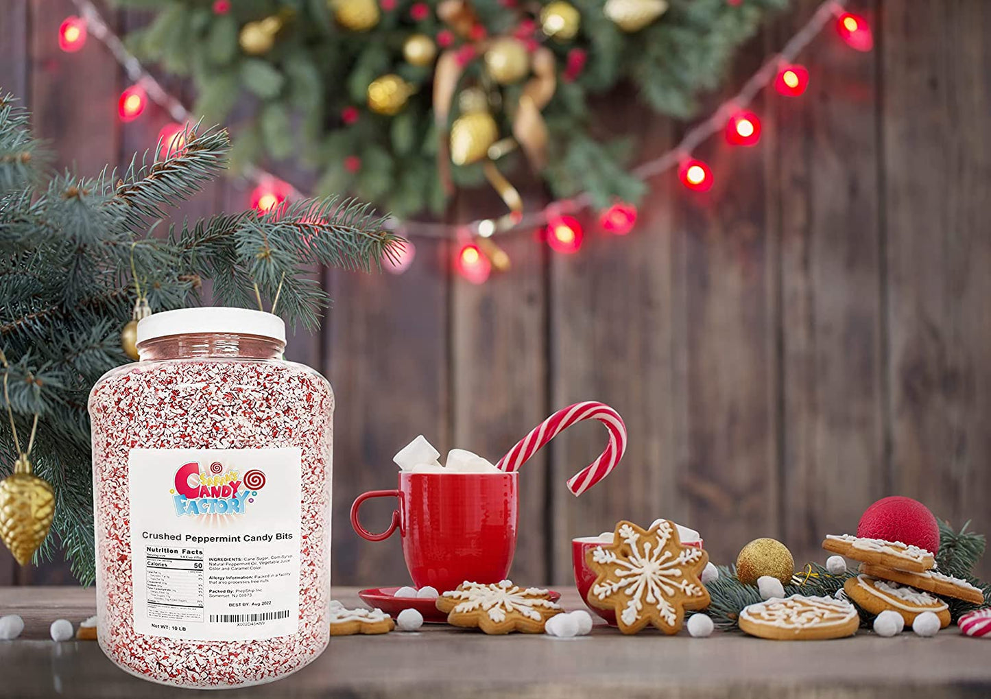 Sarah s Candy Factory Crushed Peppermint Candy Pieces Bits in Jar (10 Lbs)