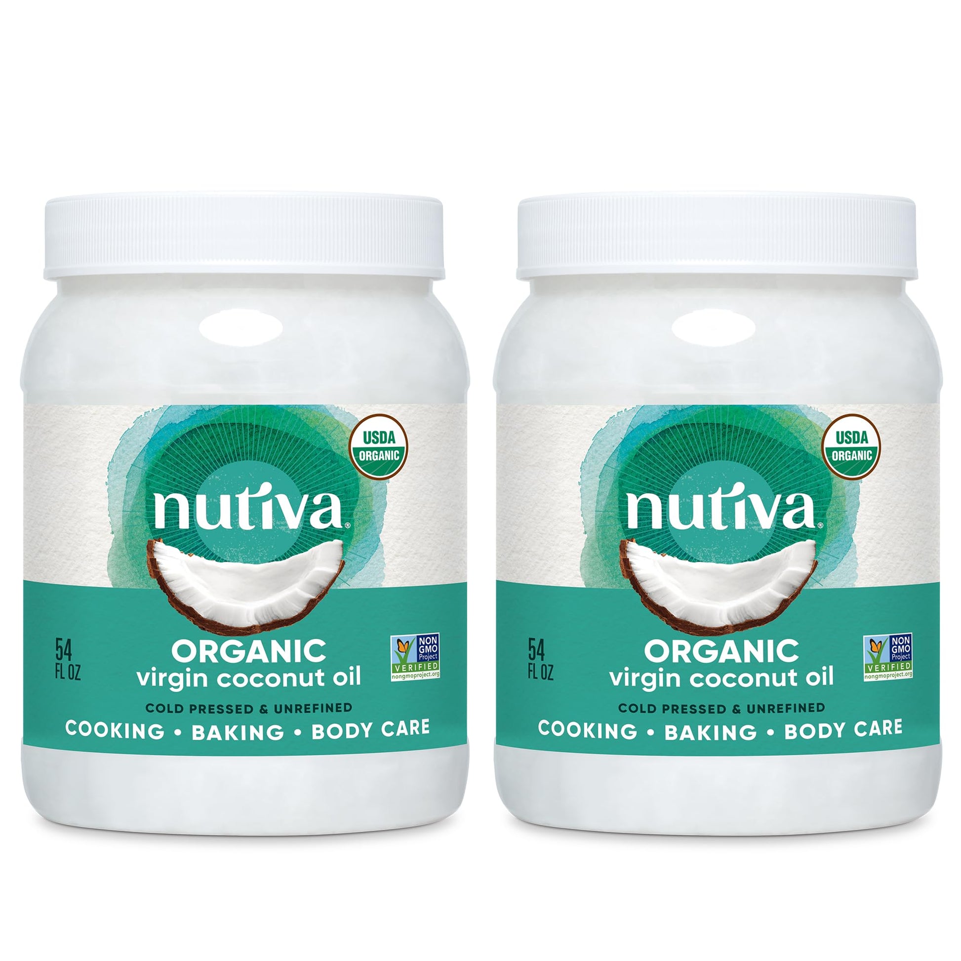 Nutiva Organic Coconut Oil 54 fl oz, Cold-Pressed, Unrefined Cooking Oil, Natural Hair Oil, Skin Oil, Massage Oil, USDA Organic,