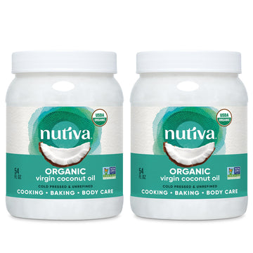 Nutiva Organic Coconut Oil 54 fl oz, Cold-Pressed, Unrefined Cooking Oil, Natural Hair Oil, Skin Oil, Massage Oil, USDA Organic,