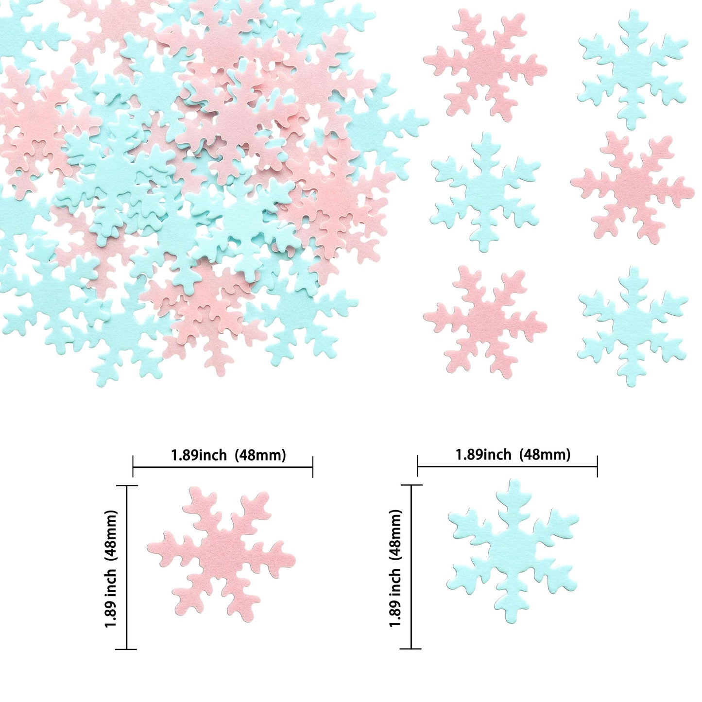 Gyufise Pink Edible Cupcake Toppers, Snowflake Cake Decorations, 1.7 x 1.7, Rice Paper, Christmas Winter Party Supply