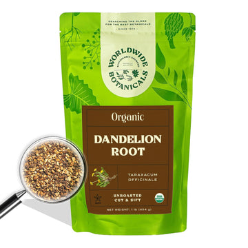 Worldwide Botanicals Organic Dandelion Root - 1 lb - Cut & Sifted - Raw, Unroasted - Taraxacum officinale - Ra  z de Diente de L