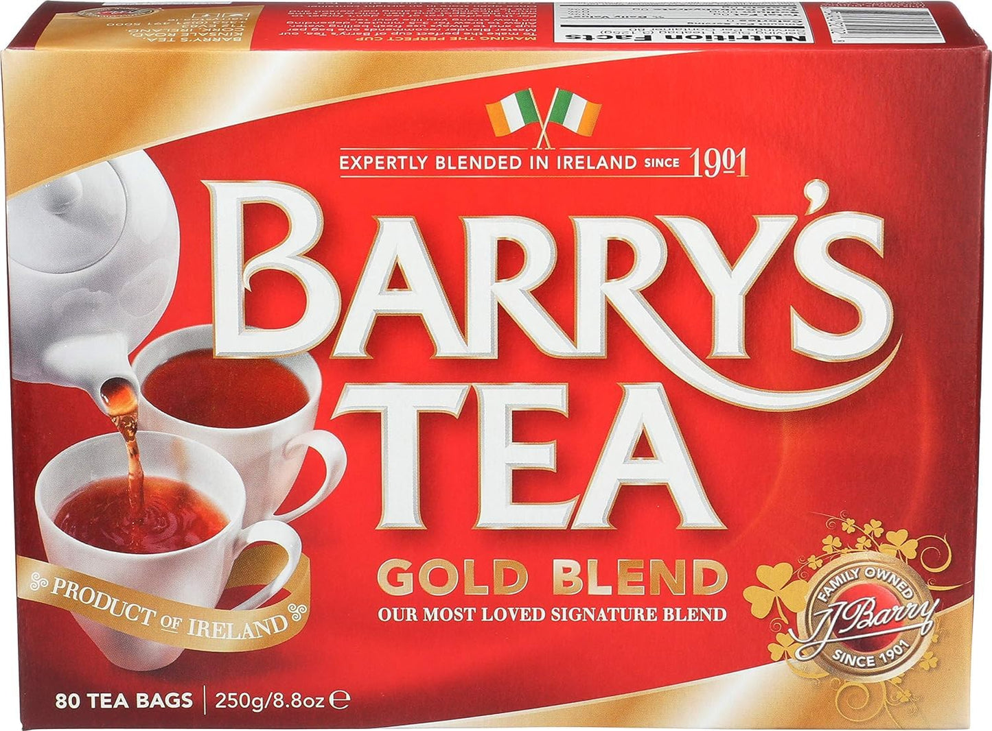 Blue Nile Foods Barrys Gold Blend Tea Bags, 80 Count (Pack of 6), 8.8 Ounce