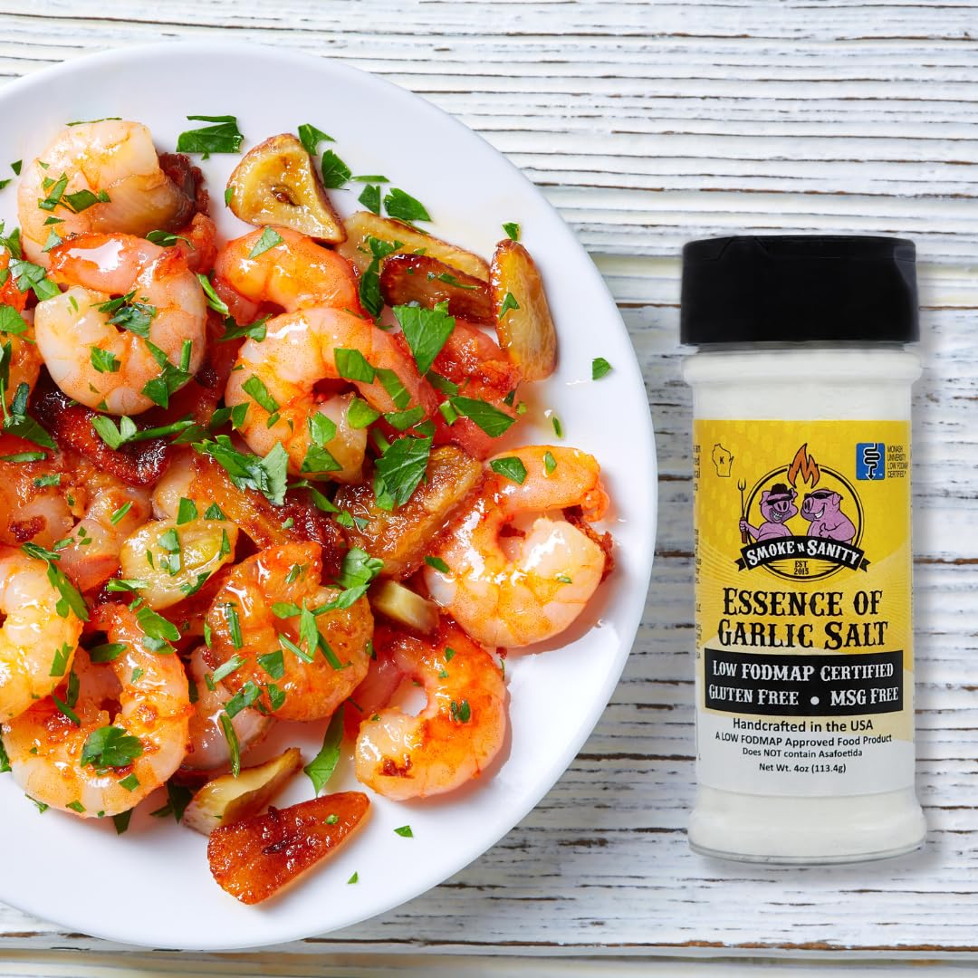 Smoke n Sanity Garlic Salt - Low FODMAP, Gluten Free, Kosher - 4 Ounce Shaker