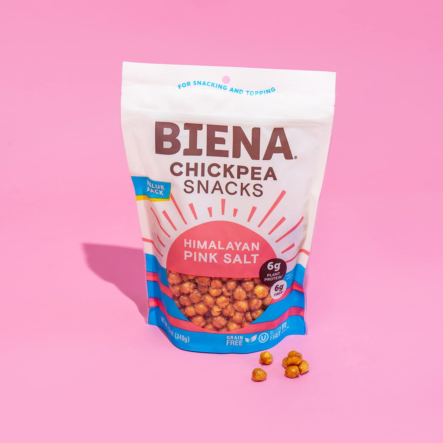 BIENA Roasted Chickpea Snacks - Himalayan Salt, 1 Value Pack - Crispy Salted Chickpeas Loaded with Protein & Fiber - Delicious,