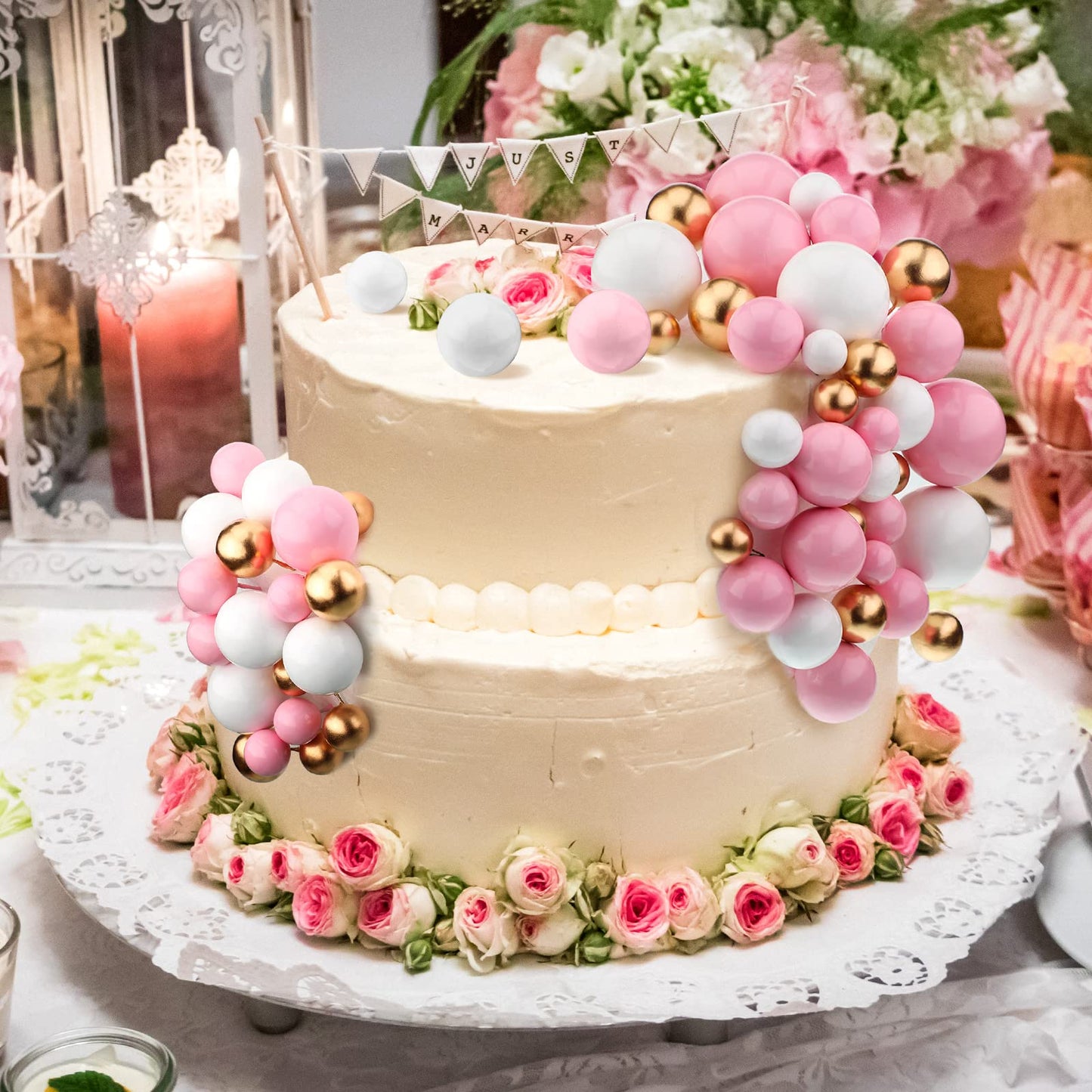Tondiamo 108 Pcs Balls Cake Topper Balloons Cupcake Topper Diy Cake Insert Topper Foam Cake Balls Baking Decoration For Wedding