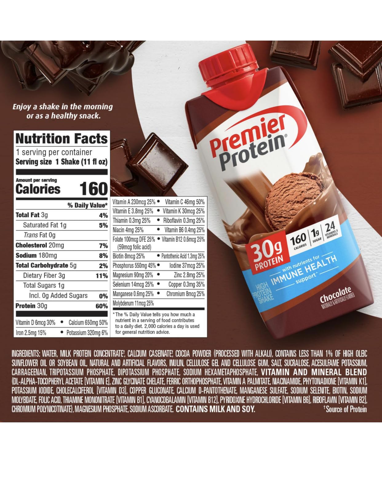 VITALVARIETY Premier Protein Shakes Variety Sampler Pack, Chocolate, 11 Fl Oz Each, 18 Pack