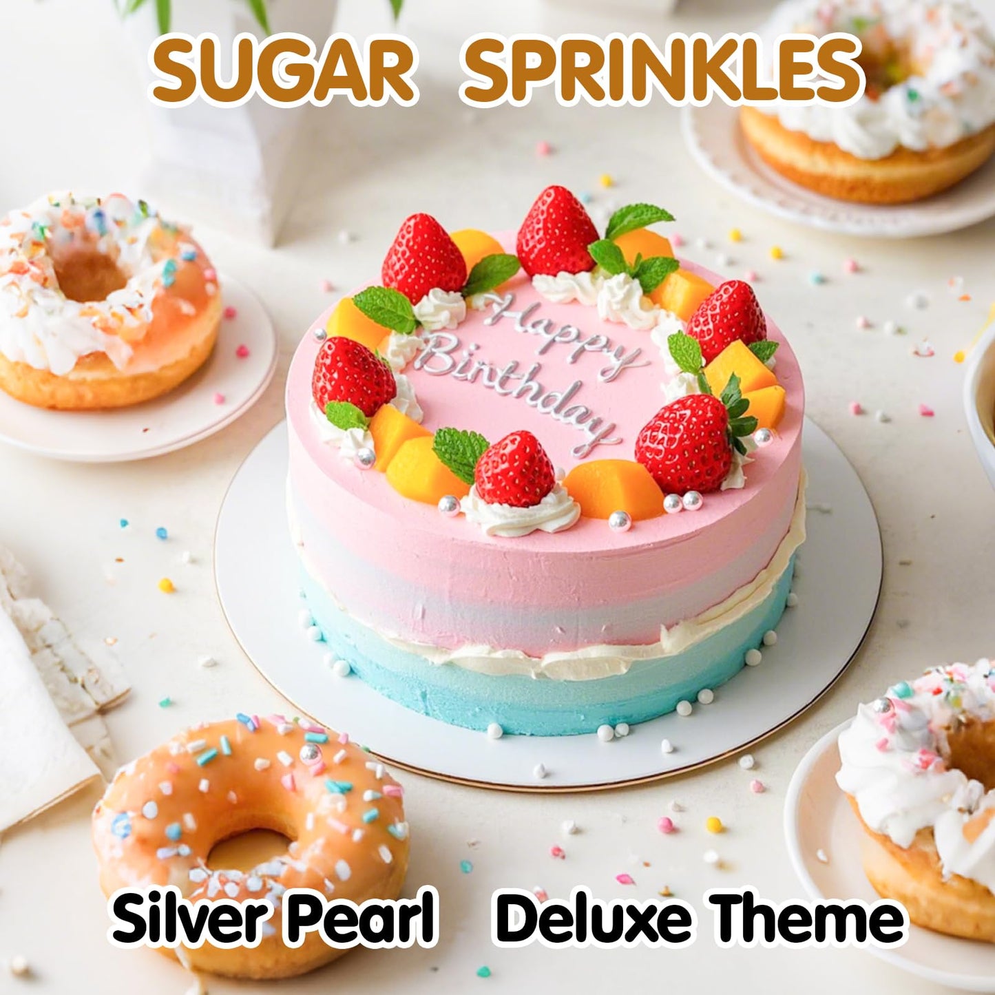 Sugarzy Edible Pearl Sugar Sprinkles for Cake Decorating, 130g, Silver Pearl, Large Size, Ideal for Cupcakes and Cookies