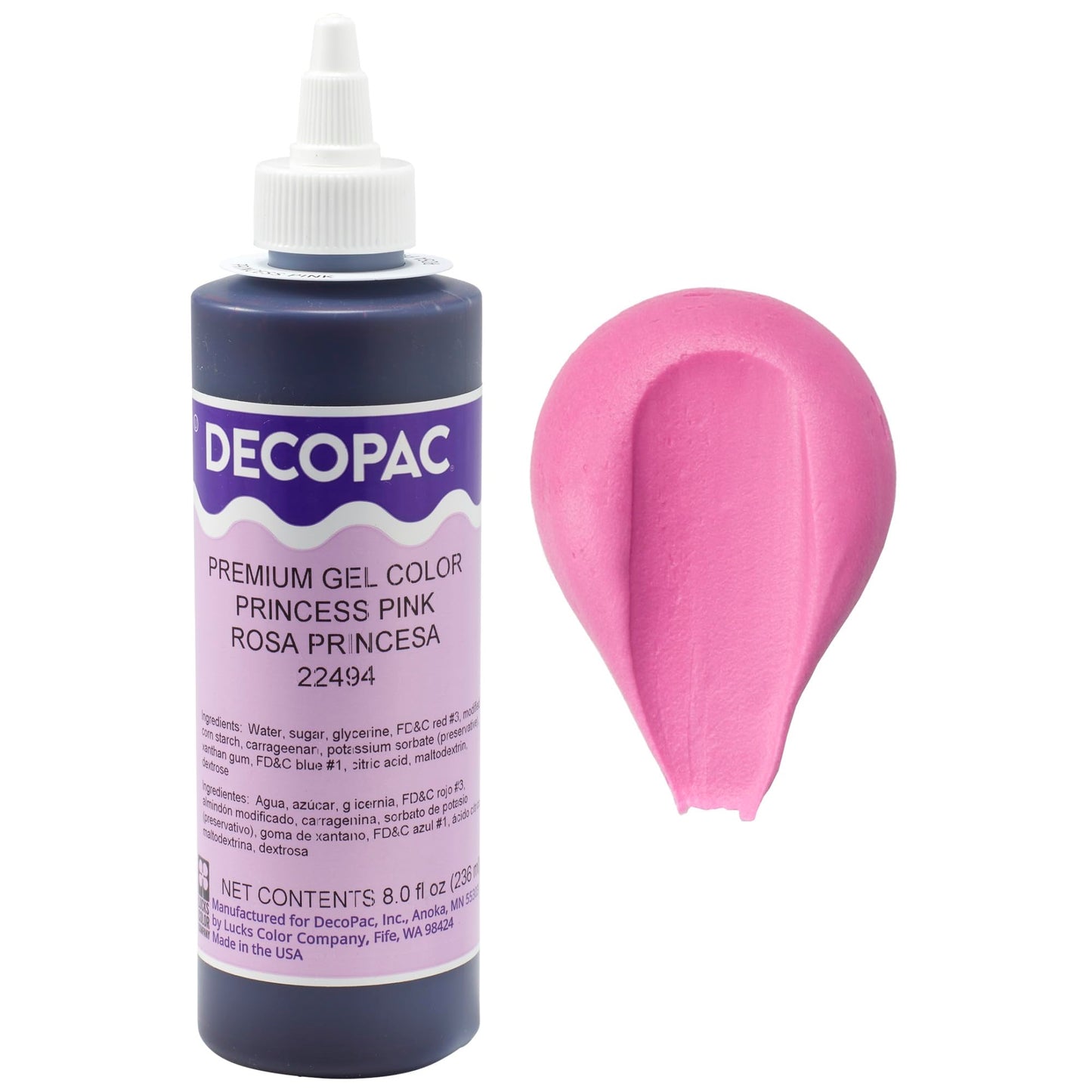 Decopac Premium Gel Food Color, Edible Coloring For Use With Buttercream Or Whipped Icing, Fondant & Piping Gel, Highly Concentrated Gel, 8Oz - Princess Pink
