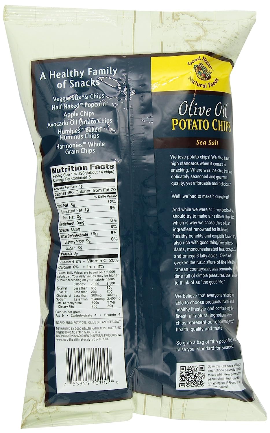 Good Health Olive Oil Kettle Style Chips With Sea Salt 5 Oz. Bag (4 Bags)