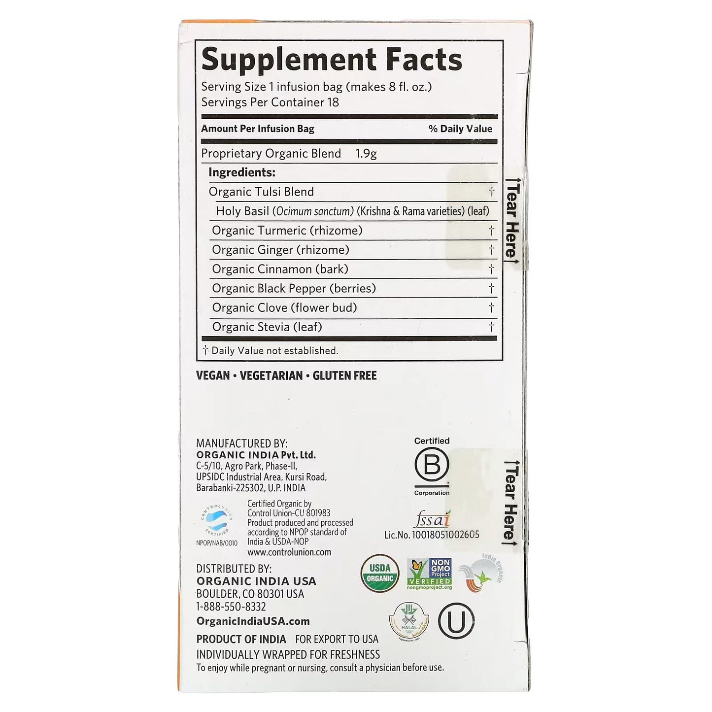 Organic India Oi Tulsi Turmeric Ginger (6X18 Ct)18