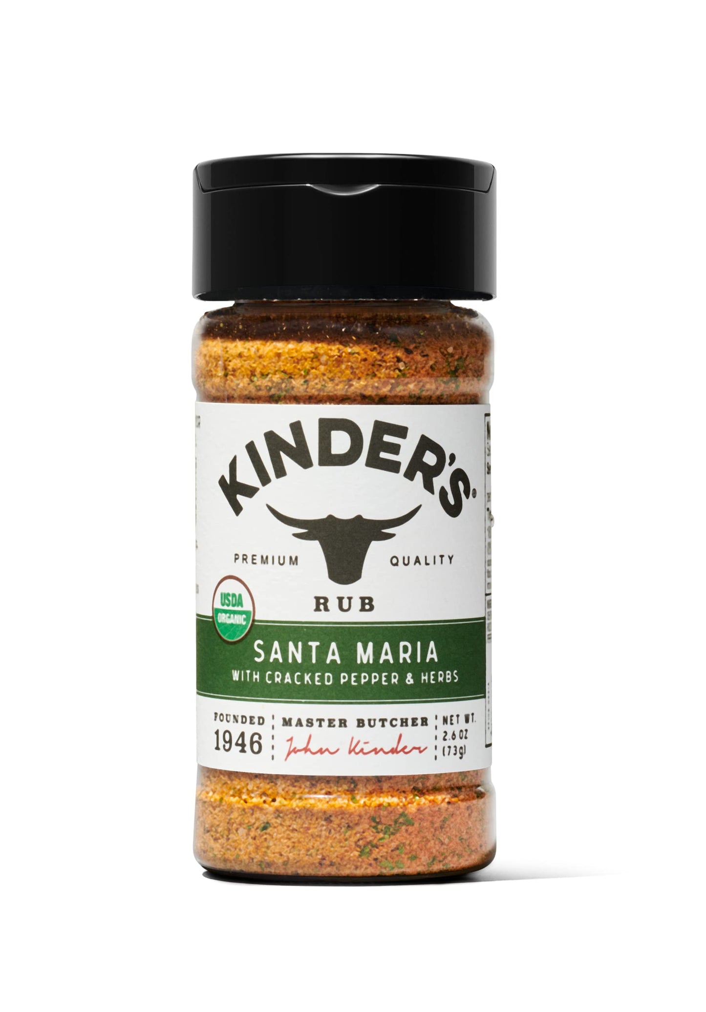 Kinder'S Organic Santa Maria Rub (Cracked Pepper And Herbs), Premium Quality Seasoning, Msg Free And Usda Certified Organic, 2.6
