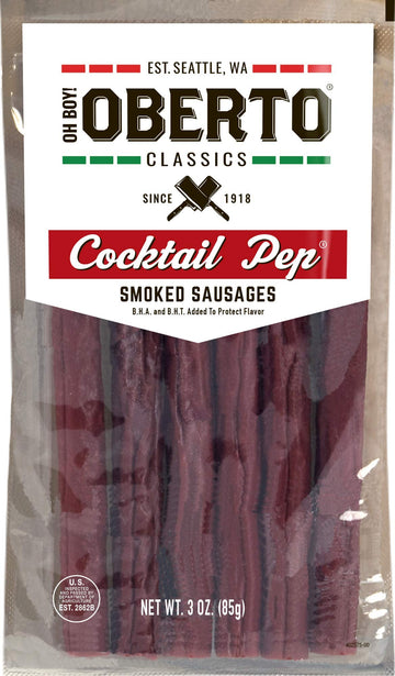 Oberto Smoked Sausages, Cocktail Pep, 3 Ounce (Pack of 8), Model 2621