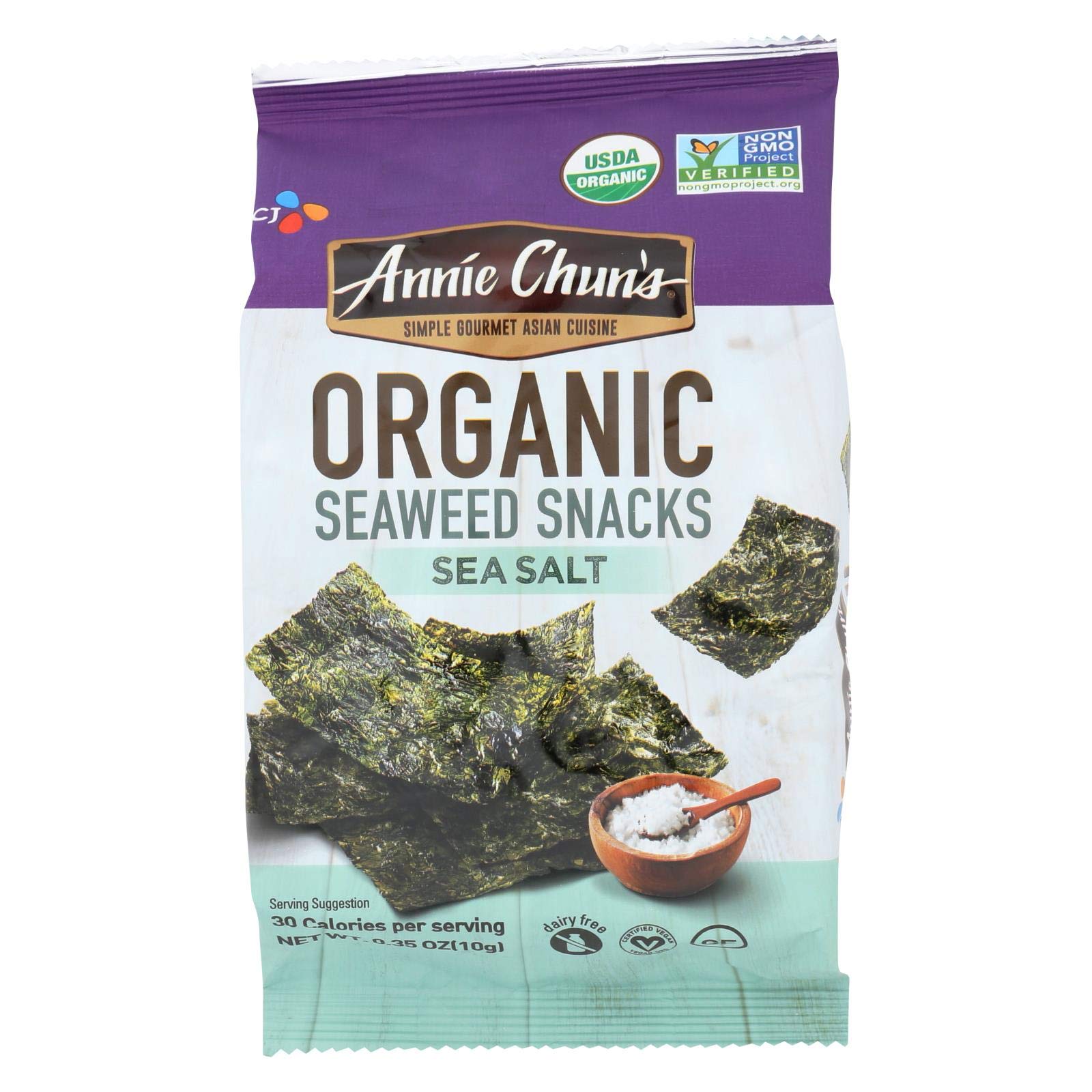 Annie Chun'S, Seaweed Snk, Og2, Sea Salt, Pack Of 12, Size .35 Oz, (Gluten Free Gmo Free Vegan 95%+ Organic)12
