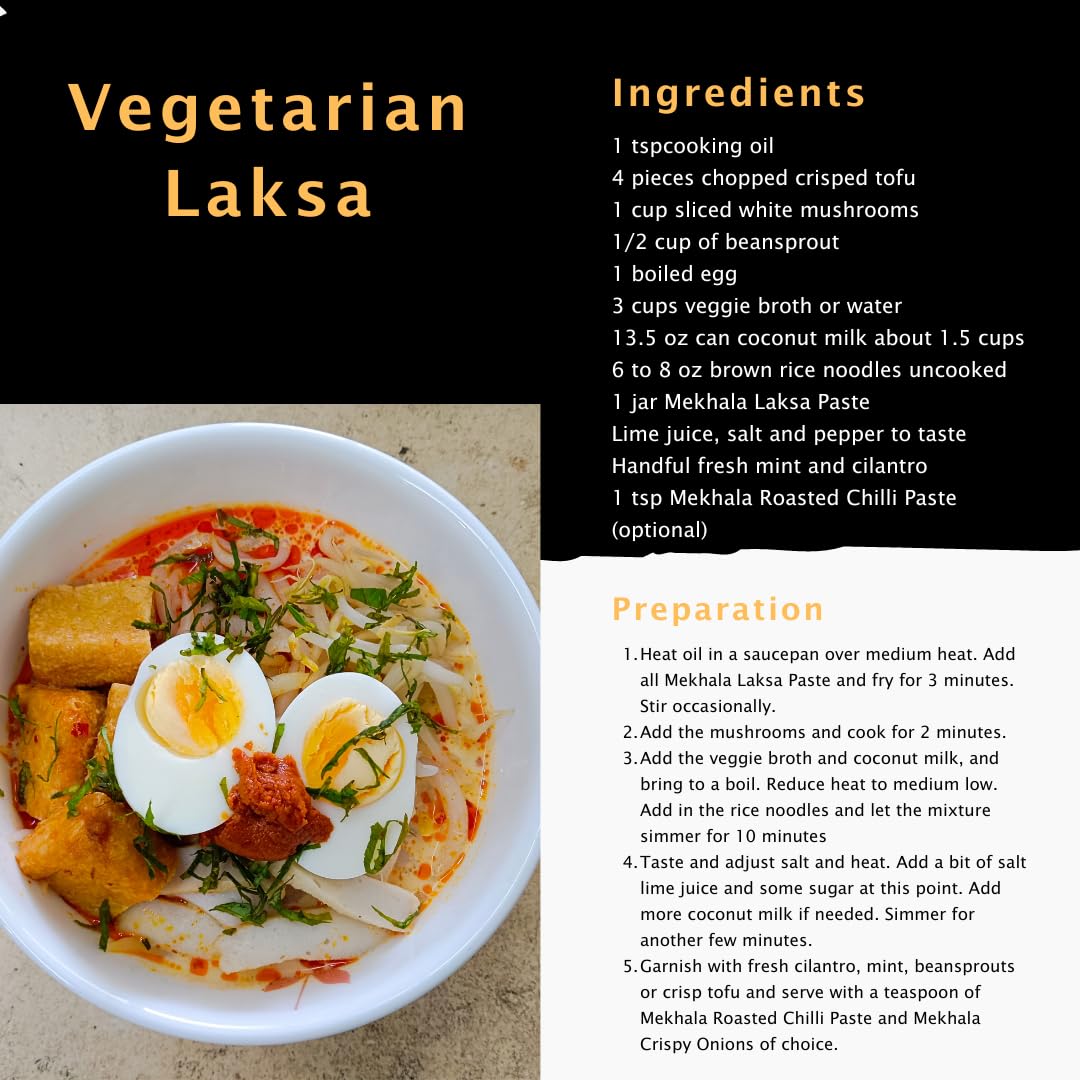 Mekhala Organic Singapore-Style Vegan Laksa Curry Cooking Paste. Gluten-Free. No Added Sugar. No Heat (3.53Oz)