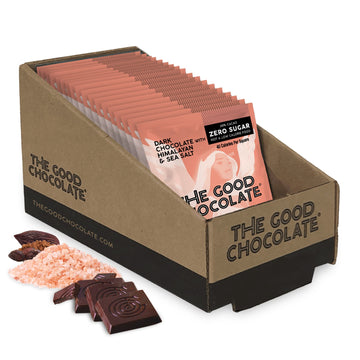The Good Chocolate - Himalayan Salt Keto Chocolate Squares, Zero Sugar, Lower Net Carb Snack, Lower Calorie, Vegan Chocolate Can