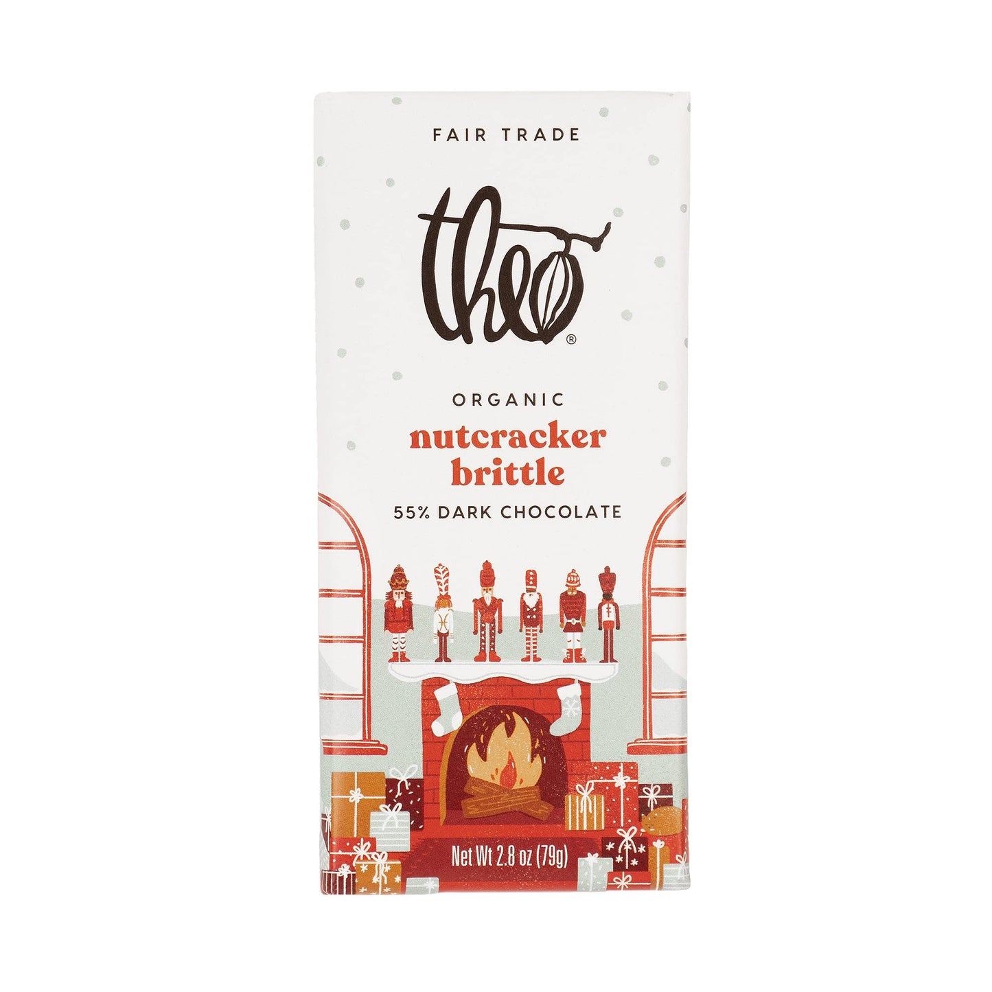 Theo Chocolate Holiday Nutbreaker Brittle Organic Dark Chocolate Bar  55% Cacao  1 Pack | Vegan  Fair Trade