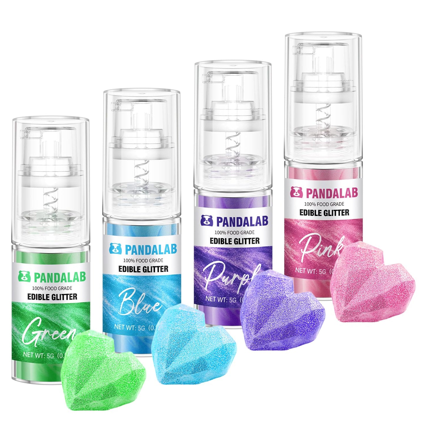 Edible Glitter Spray - Pink Blue Green Purple Food Grade Dessert Decorating Shimmering Glitter for Drinks, Cake, Fondant, Chocol