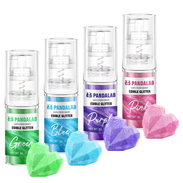 Edible Glitter Spray - Pink Blue Green Purple Food Grade Dessert Decorating Shimmering Glitter for Drinks, Cake, Fondant, Chocol