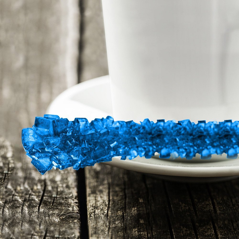 Extra Large Rock Candy Sticks: 144 Blue Rock Candy Sticks - Blue Raspberry - Individually Wrapped For Weddings, Bridal Showers, Receptions, Candy Buffet, Party Favors, Old Fashioned Espeez Bulk Candy