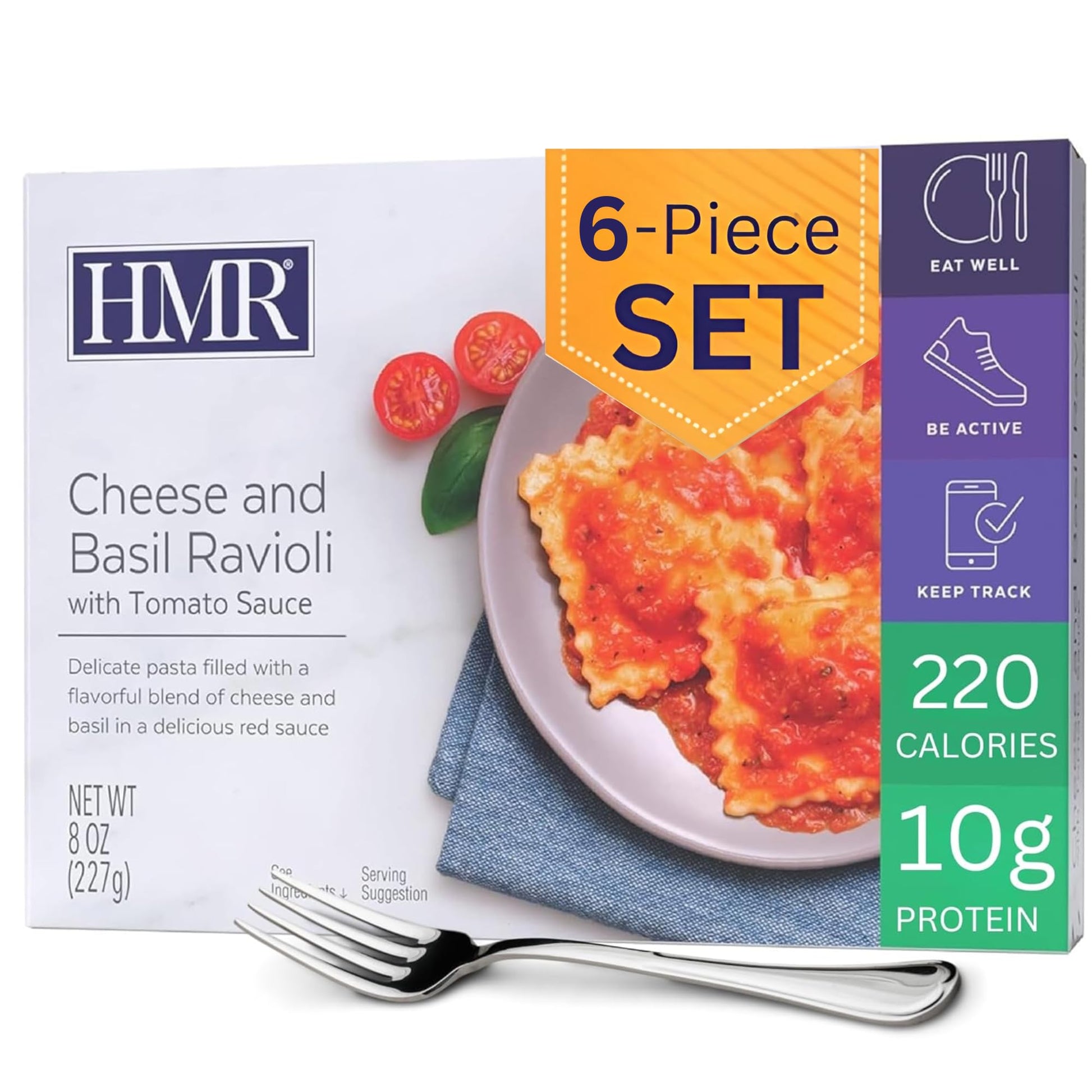HMR Cheese and Basil Ravioli Entr  e | Pre-packaged Lunch or Dinner | Ready to Eat | Vegetarian | 10g of Protein | Low Calorie F