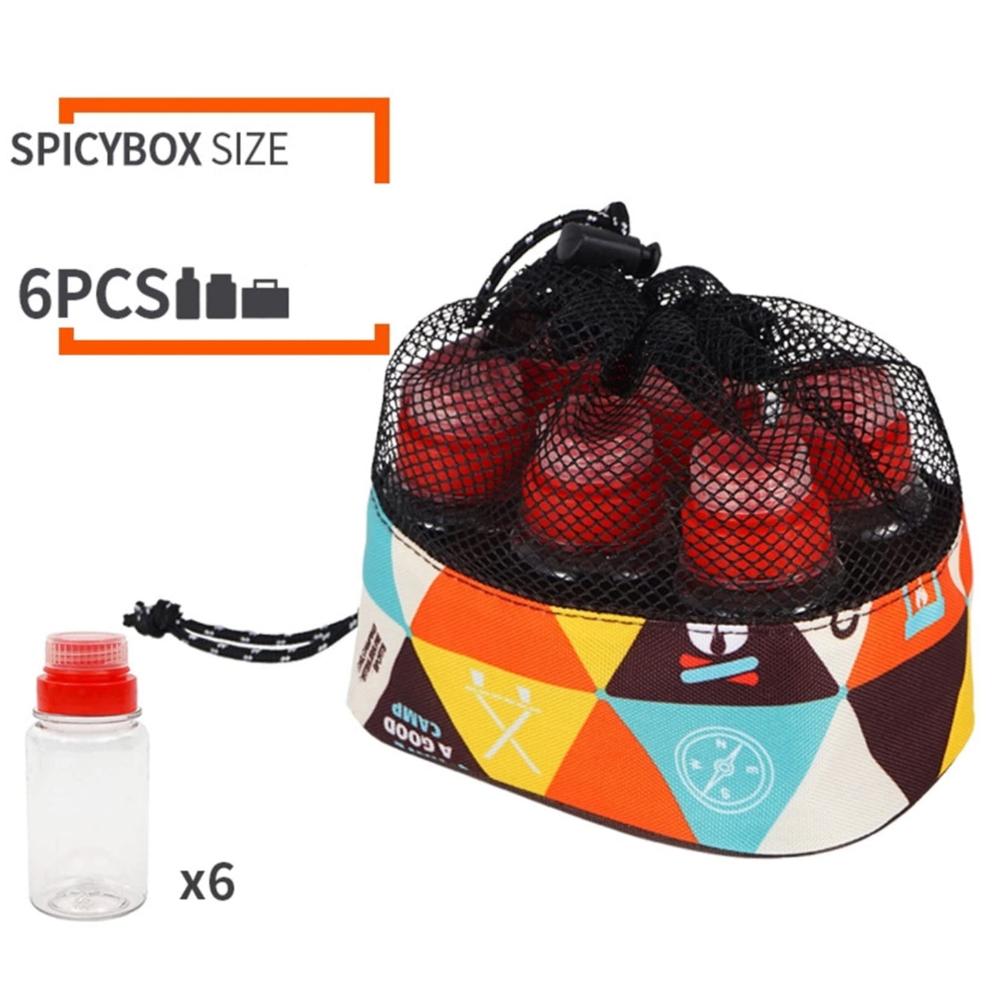 Joyeee 6 Pack Travel Spice Kit, 2.7 oz Plastic Bottles with Red Caps, BPA Free, Model 52usspicejars-04, Ideal for Sauces and Season