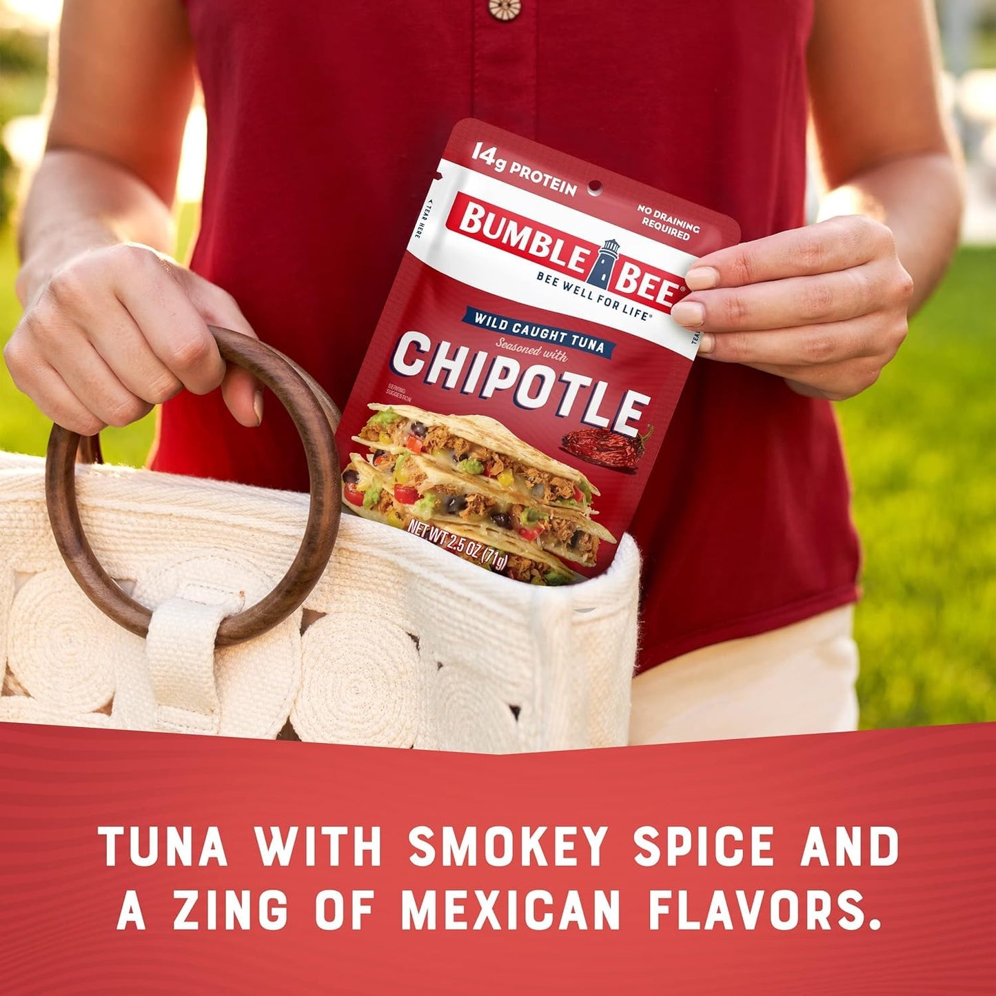 Bumble Bee Chipotle Seasoned Tuna Pouch - 2.5 oz - Ready to Eat, Wild Caught, 14g Protein, Gluten Free