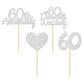 Gyufise 24Pcs 60Th Wedding Anniversary Cupcake Toppers Silver Glitter 60Th Diamond Wedding Anniversary Heart Cake Decoration For