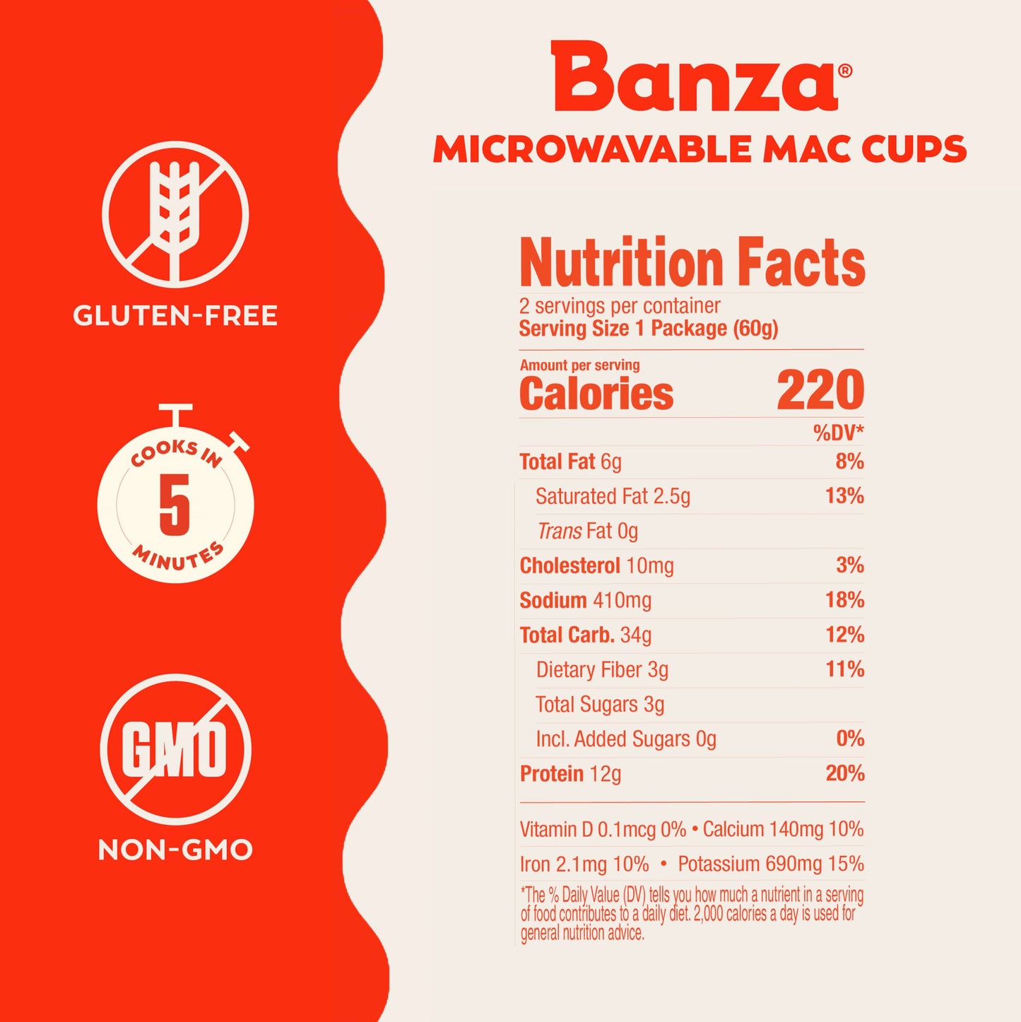 Banza Microwave Mac and Cheese Cups, Elbows & Classic Cheddar, High Protein, Gluten Free, 4.2oz - Convenient Kid-Friendly Meal